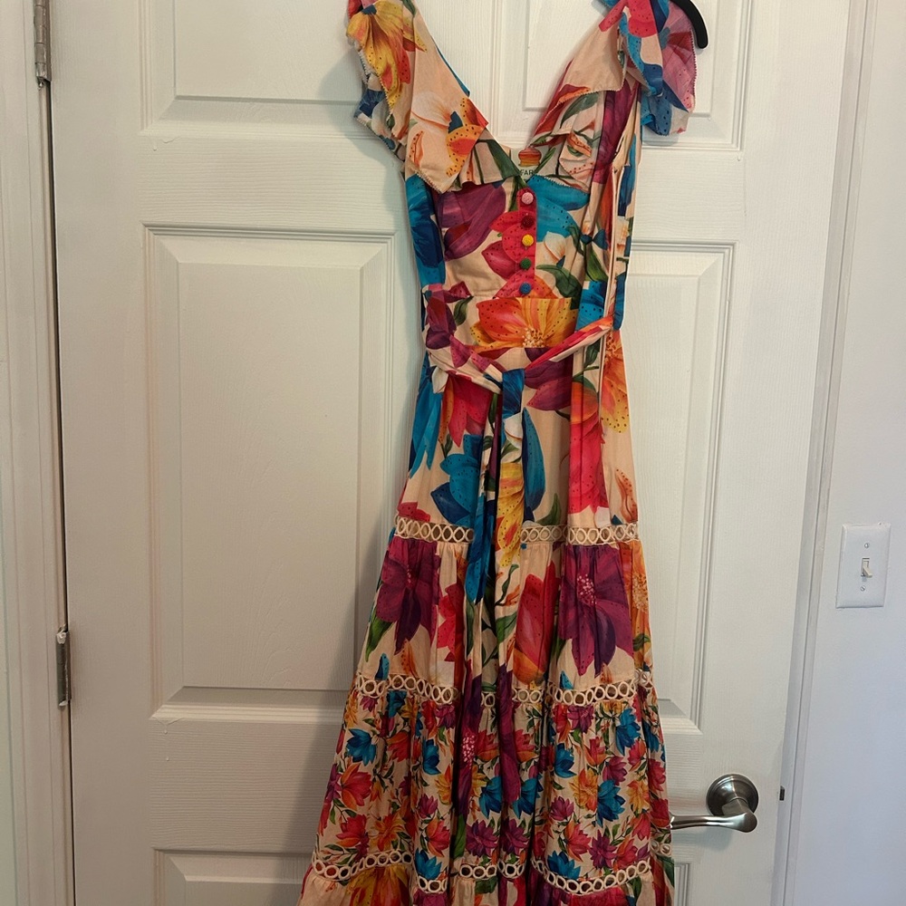 FARM Rio Orange Red Maxi Sundress Worn Once